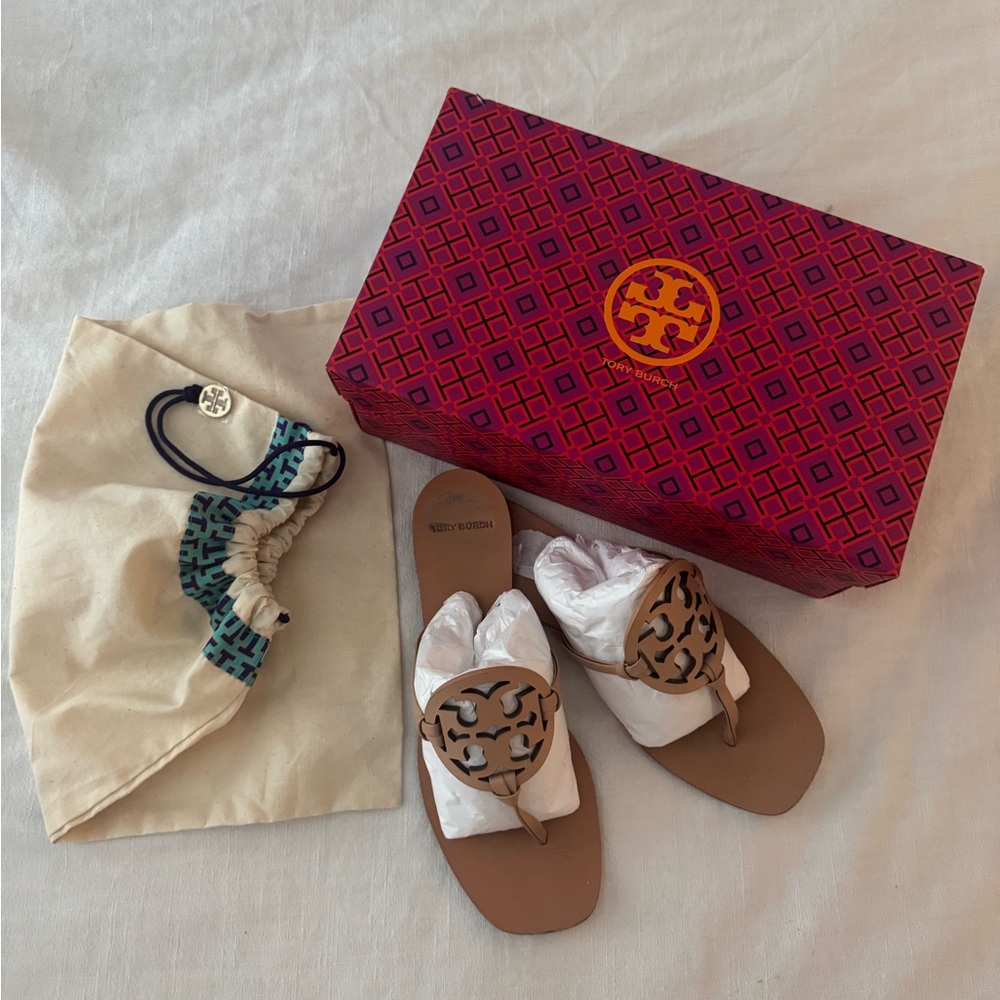Tory Burch Miller Square Toe Sandals with Dust Bag and Box